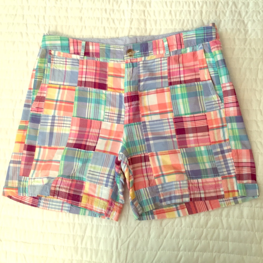 Ll Bean pink/blue plaid shorts